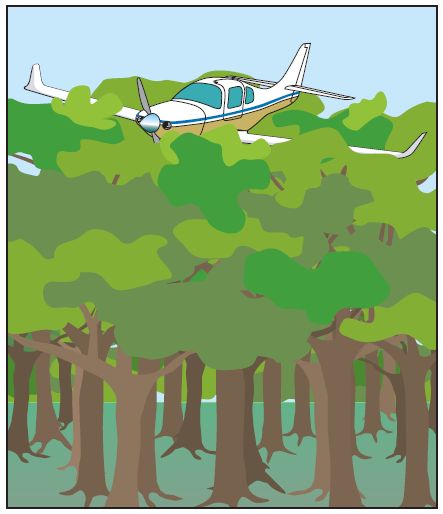 אם נקלעים למצב חירום ויש לבצע נחיתת אונס בשטח, ופני השטח מכוסים יערות, אפשר לנחות על פני צמרות עצים צפופים ורחבים.